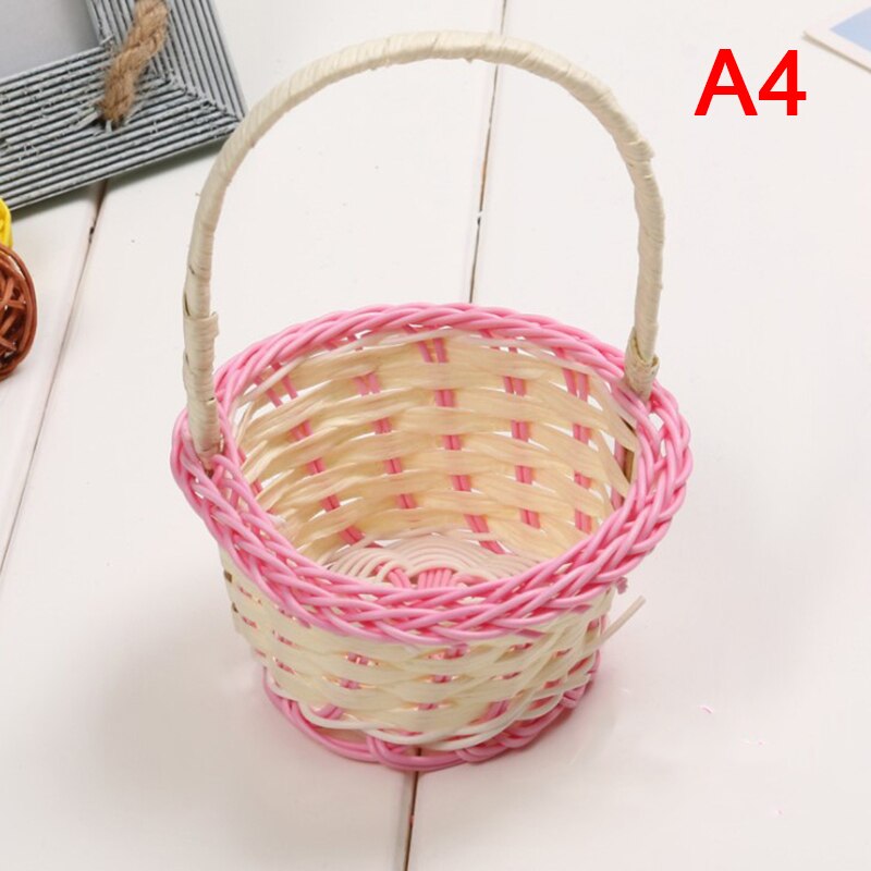 1Pcs Mini Hand-woven Storage Baskets Plastic Weaving Storage Baskets Fabric Flower Basket Fruit Rattan Cosmetics Tea Picnic Bags: A4