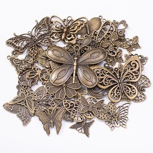 50g metall fjäril blandad berlock hänge antik brons armband halsband handgjorda smycken produktion diy: Forntida brons