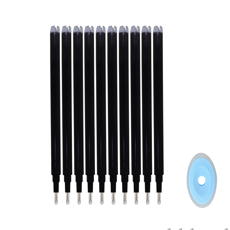 10pcs/lot 0.5mm Magic Erasable Pen Press Gel Pen Set Washable Handle Pen Refill Rod Blue/Black Ink School Writing Stationery: green
