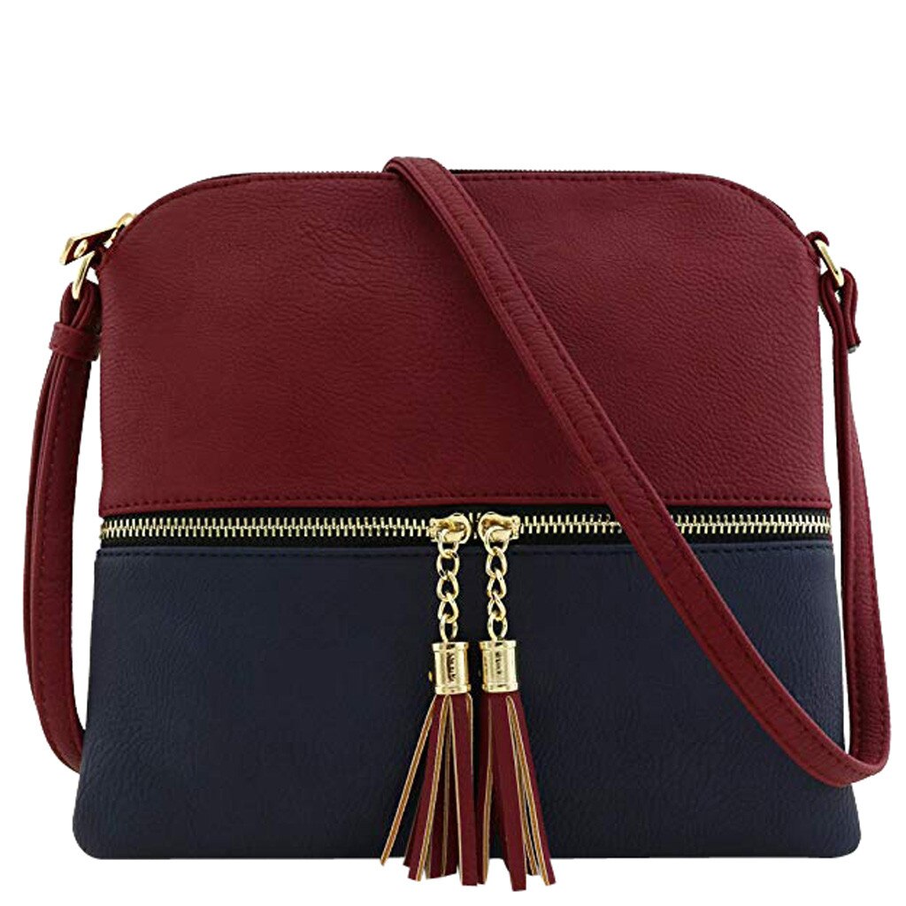 Women Leather Crossbody Bag Casual Handbag Female Tassel Shoulder Bags Ladies Zipper Flap Messenger Bag Phone Purse Torebka: Z