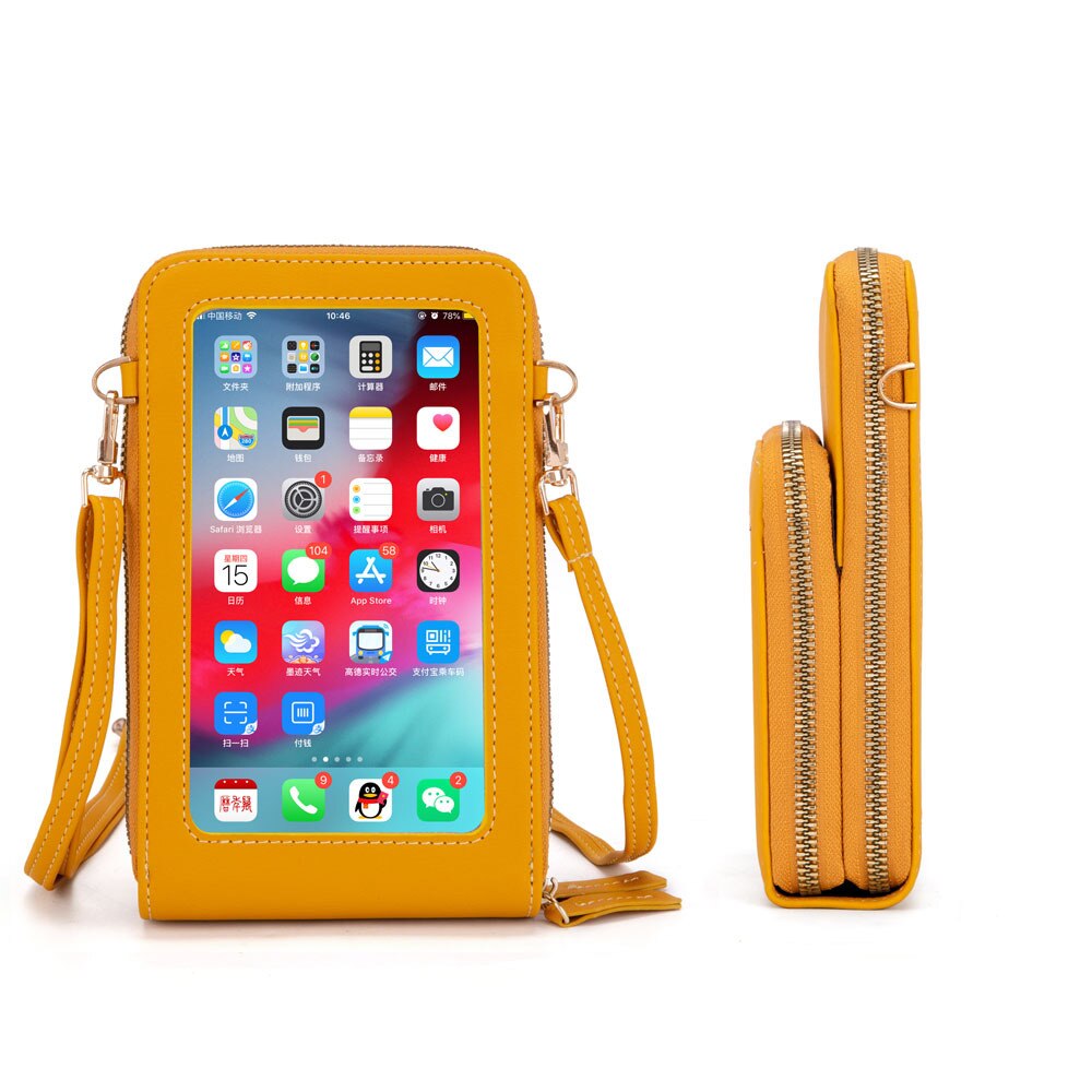 Sac de téléphone universel en cuir imperméable multifonctionnel d'écran tactile pour Samsung/iPhone/Huawei/Xiaomi: Yellow