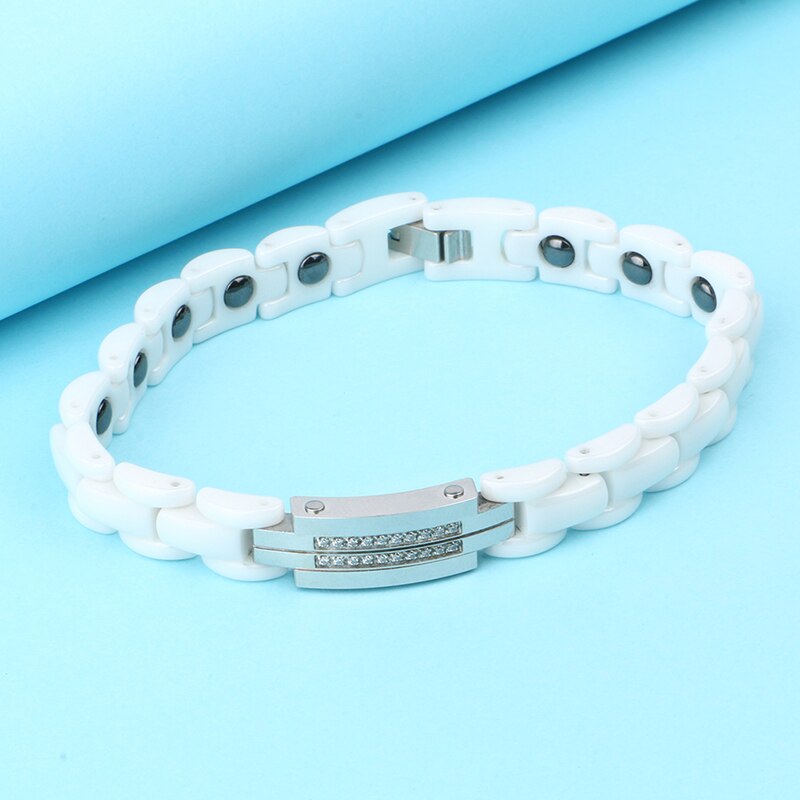White Healthy Ceramic Rings for Women With Healthy Magnetic Bracelet for Women Power Therapy Magnets Jewelry