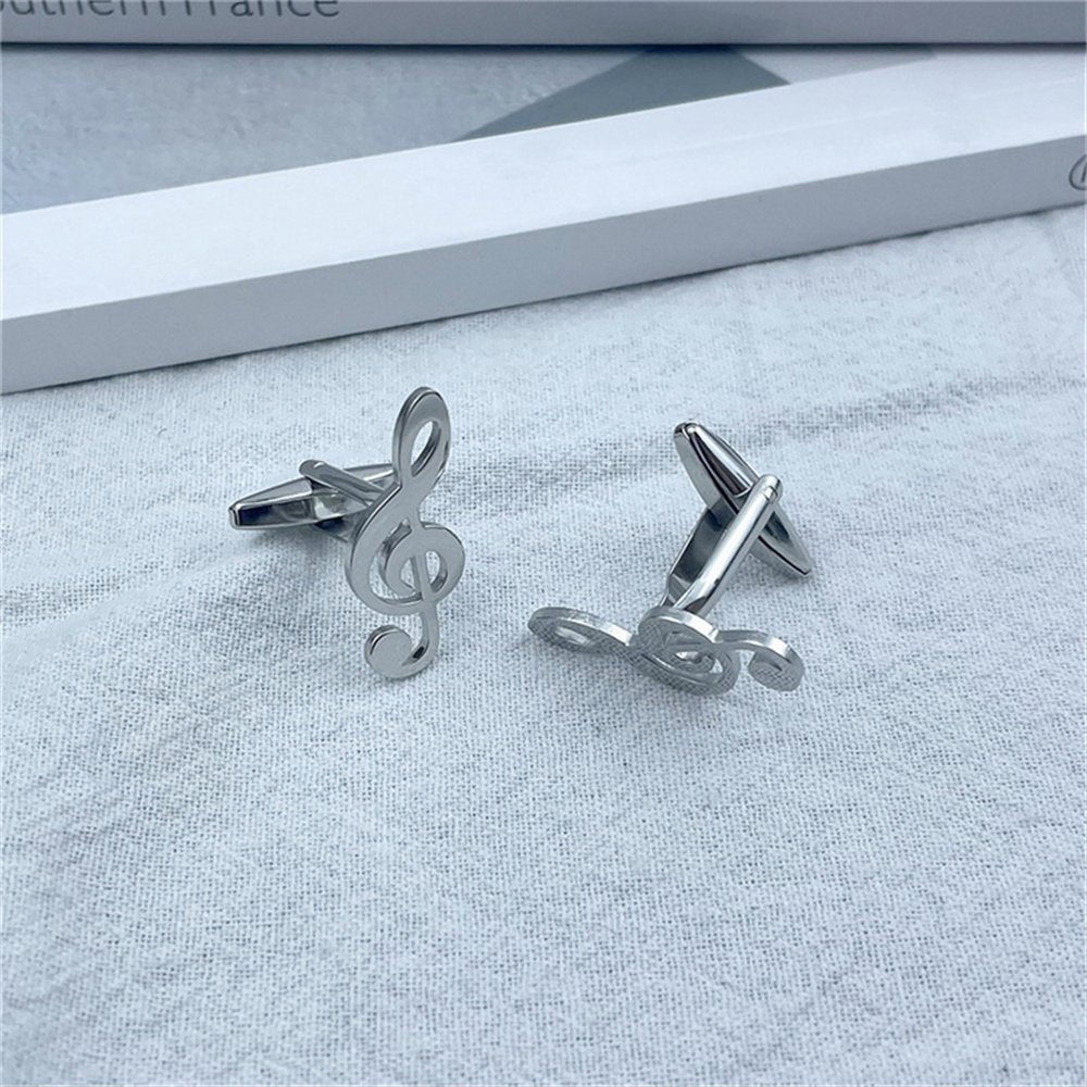 Gemelli neri in acciaio inossidabile 2022 per uomo novità Design musicale camicia gemelli in oro gemelli uomo gioielli da lavoro regalo all'ingrosso: Silver
