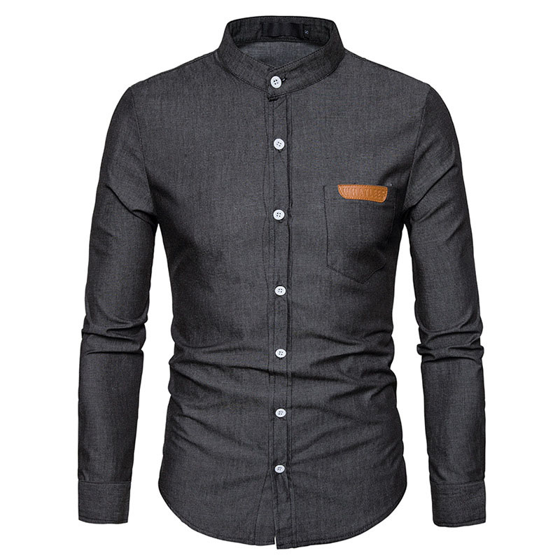 Hommes jean Chemise flambant neuf hommes Denim Chemise décontracté coton hommes robe chemises à manches longues coupe mince Henley Chemise Chemise Homme