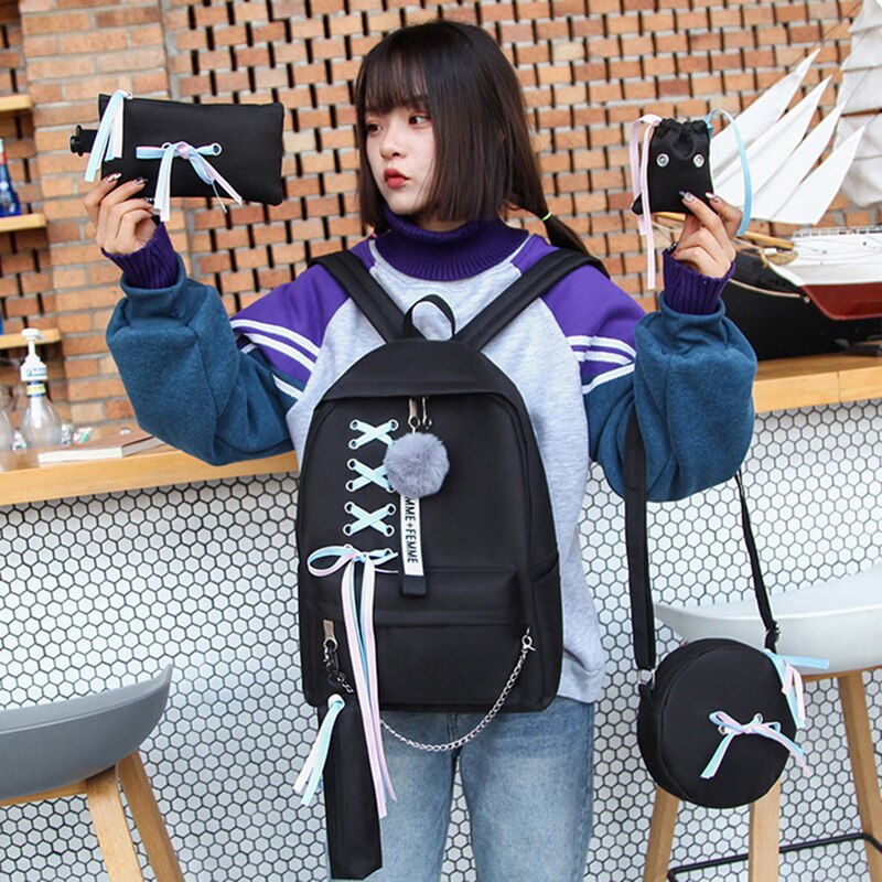Shujin 4 pçs/set mochilas escolares para adolescentes meninas estudante saco de livro meninos mochila bolsas sac a dos