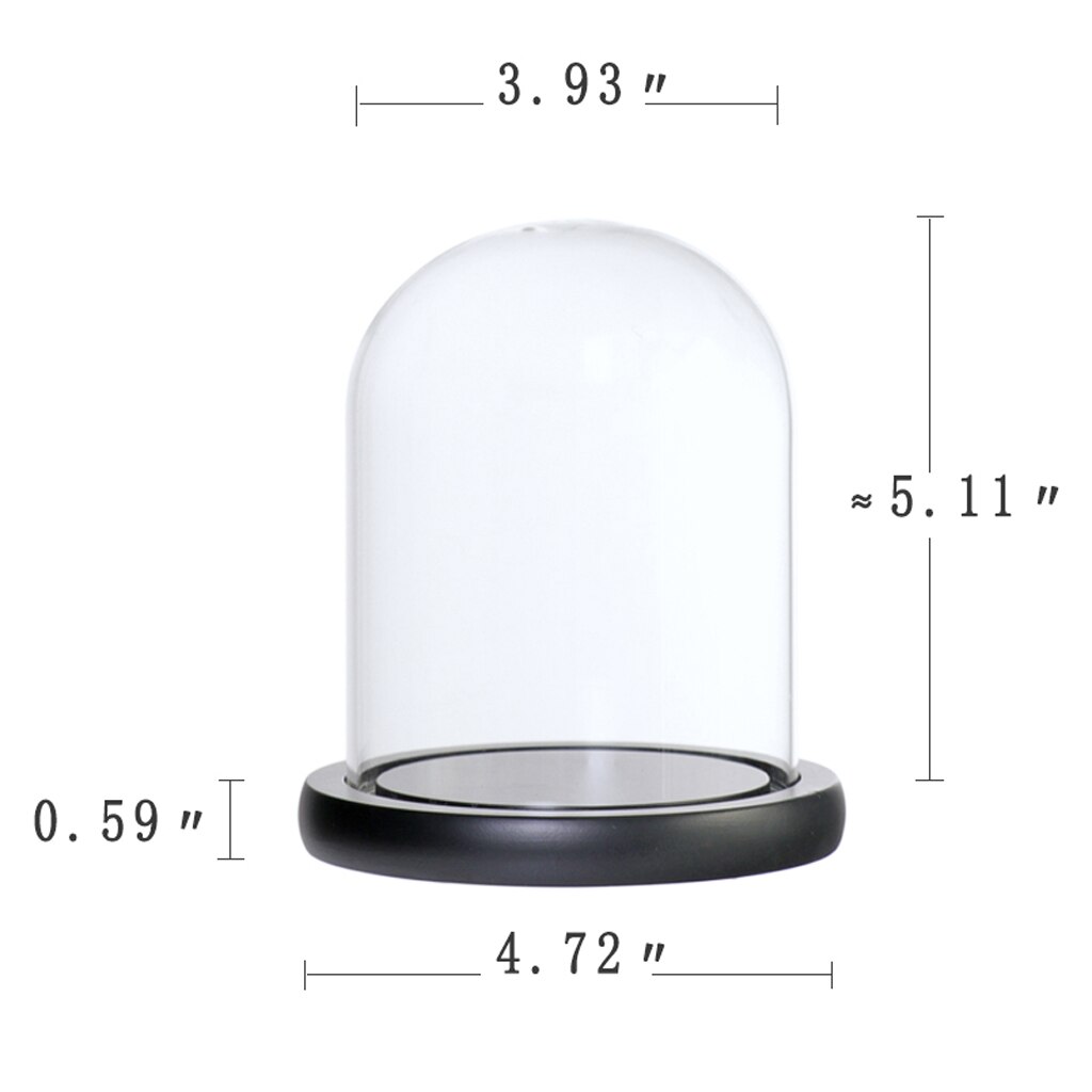 Glass Cover Dome Container with Base for Flower Rope Lights Party Cupcake Display Decor: Black C as describe