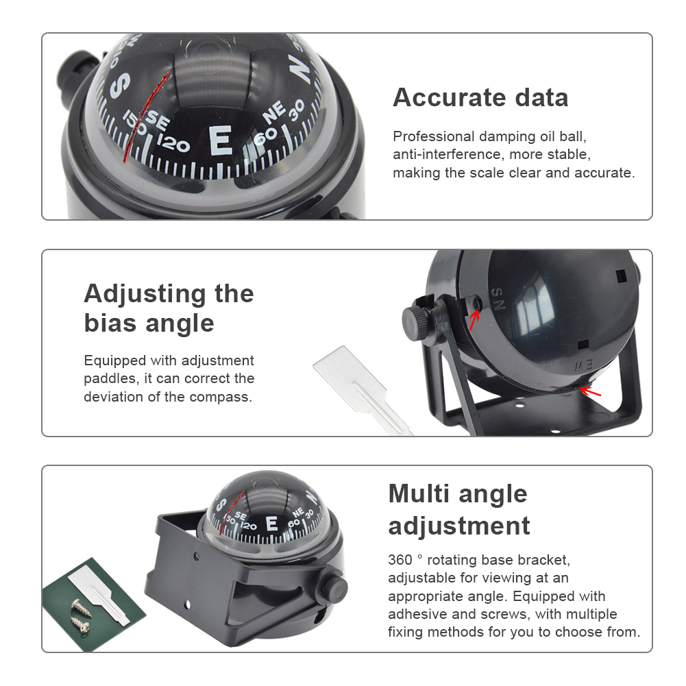 Ball Shaped Sea Pivoting Marine Boat Compass with Dial Sea Marine Electronic Compass Splashproof Boat Caravan Truck Car Compass