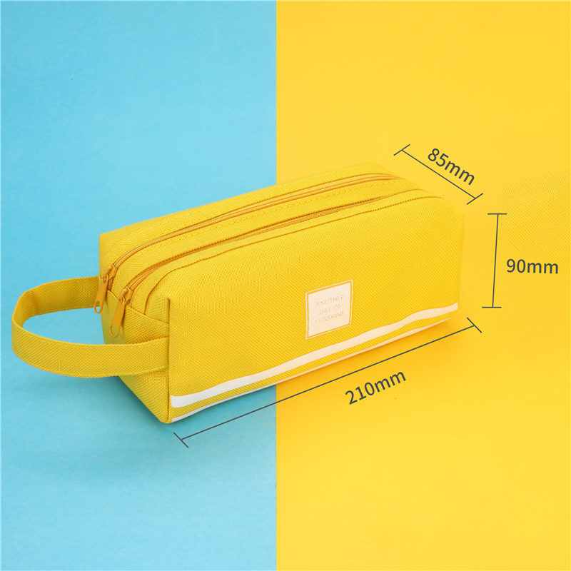 Estojo de lápis de lona de grande capacidade, estojo escolar duplo, bolsa de armazenamento de papelaria: YELLOW