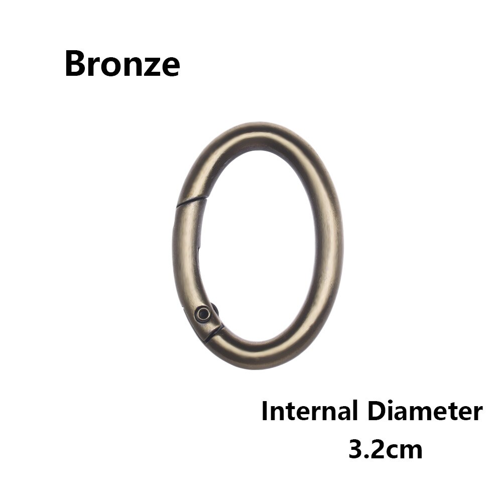 2PCS Zinc Alloy Plated Gate Spring Oval Ring Buckles Clips Carabiner Purses Handbags Oval Push Trigger Snap Hooks Carabiners: 3.2cm  - bronze