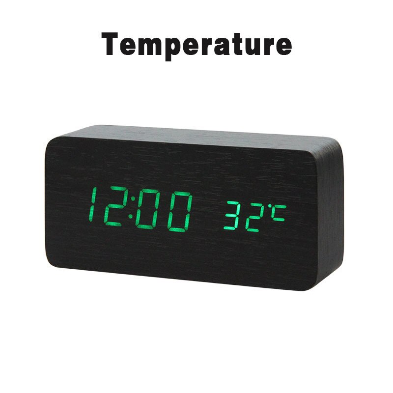LED en bois réveil montre Table commande vocale numérique bois Despertador électronique bureau USB/AAA alimenté horloges Table horlog: L11