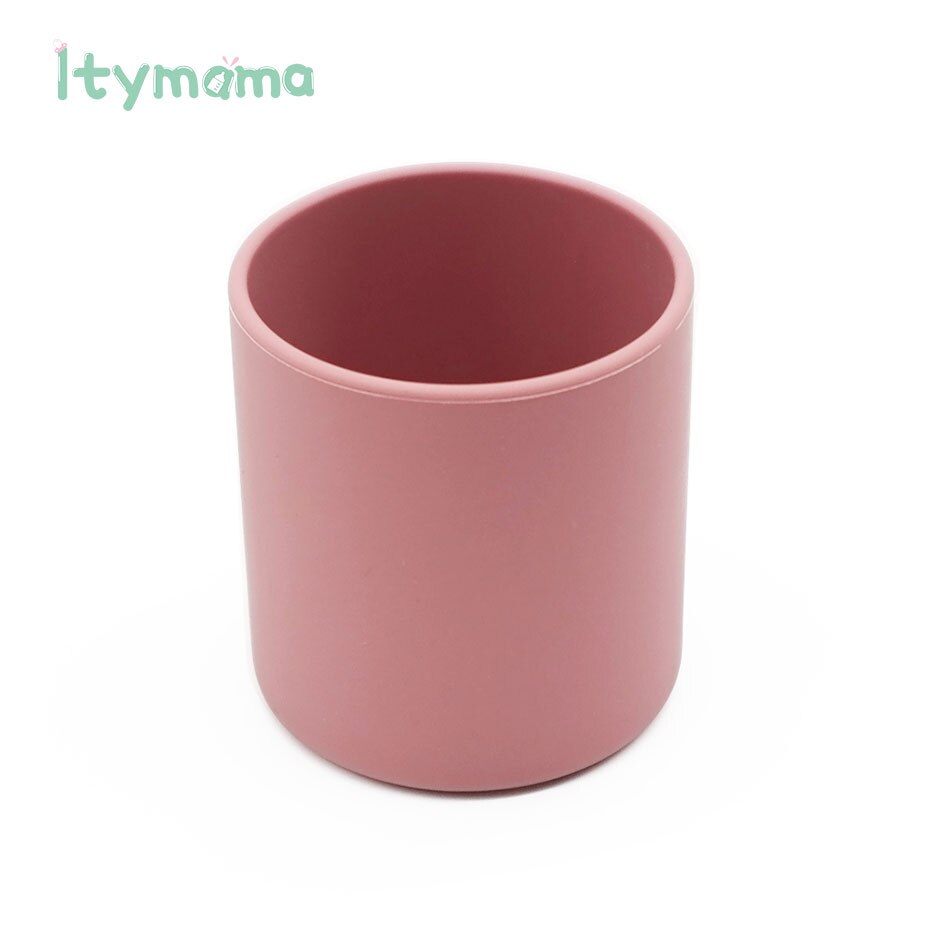 Baby Learn To Drink Cup Drinkware Silicone Cups For Toddlers Kids LeakProof Child Water Cup Bottle Silicone Coloured Portable.: Dark Pink