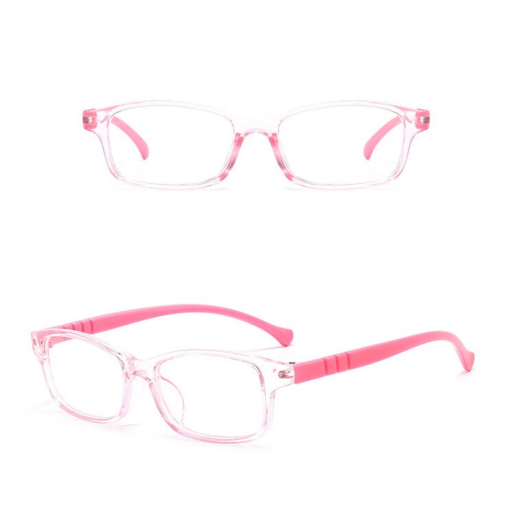 Gafas de luz azul para ordenador para niños Filtro de protección para ojos, marco Rectangular, bloqueador de rayos UV, lente de lectura falsa para juegos: clear pink