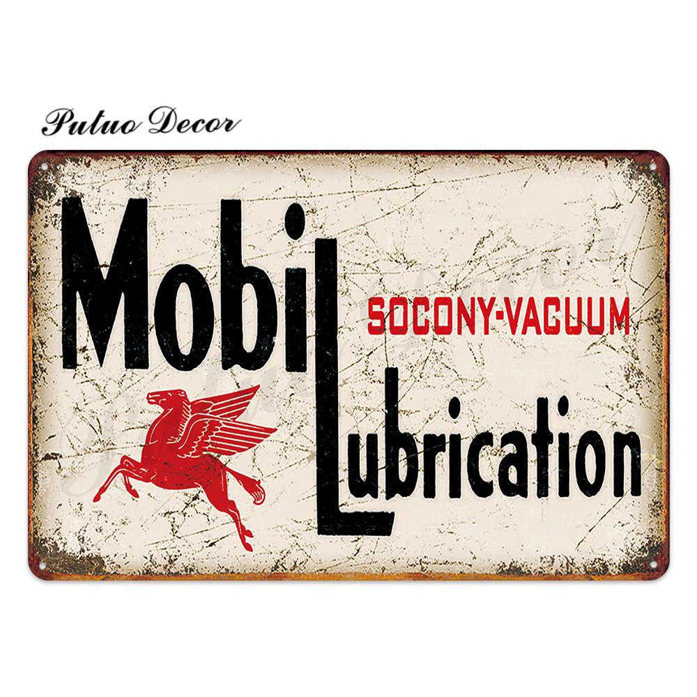 Mobil Tin Sign Metal Sign Plaque Metal Vintage Garage Decor Tin Posters Bar Pub Man Cave Decoration