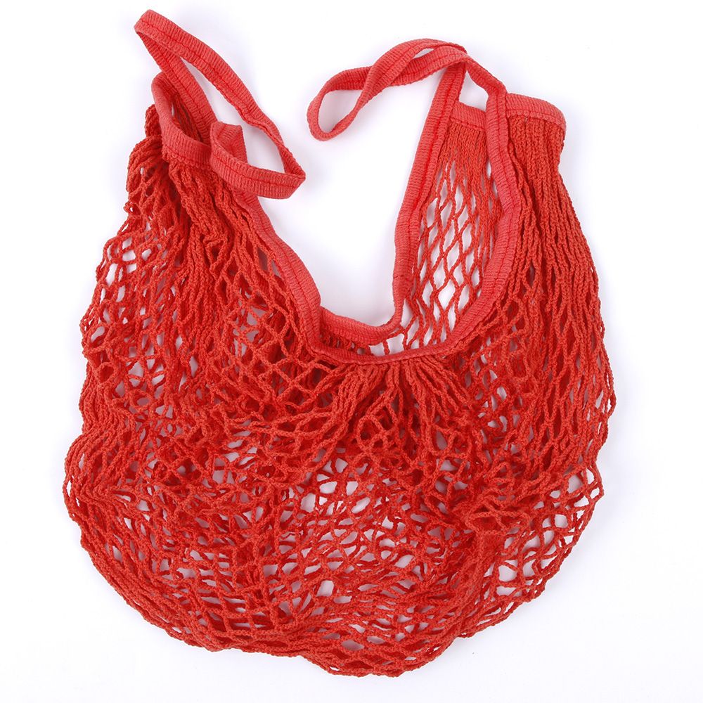 Mesh Boodschappentas Herbruikbare String Fruit Opslag Handtas Bakken Vrouwen Winkelen Mesh Netto Geweven Zak Winkel Kruidenier Draagtas: red