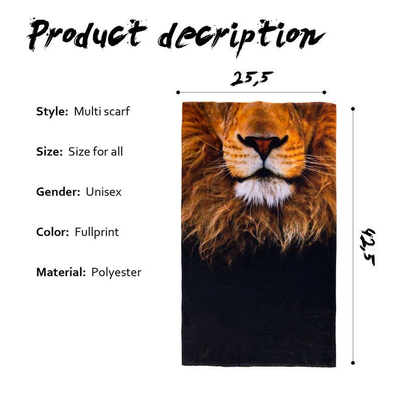 3D Printed Multi Scarf Men Face Mask Biker Balaclava Neck Tube Snood Scarf Face Mask Warmer Bandana