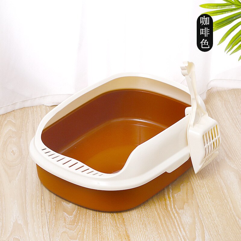 2pcs/Lot Dog Cat Litter Box+Sandbox Scoop Pet Products Cat Poop Tray Cleaning Box Toilet For Cats Pet Accessories: Coffee