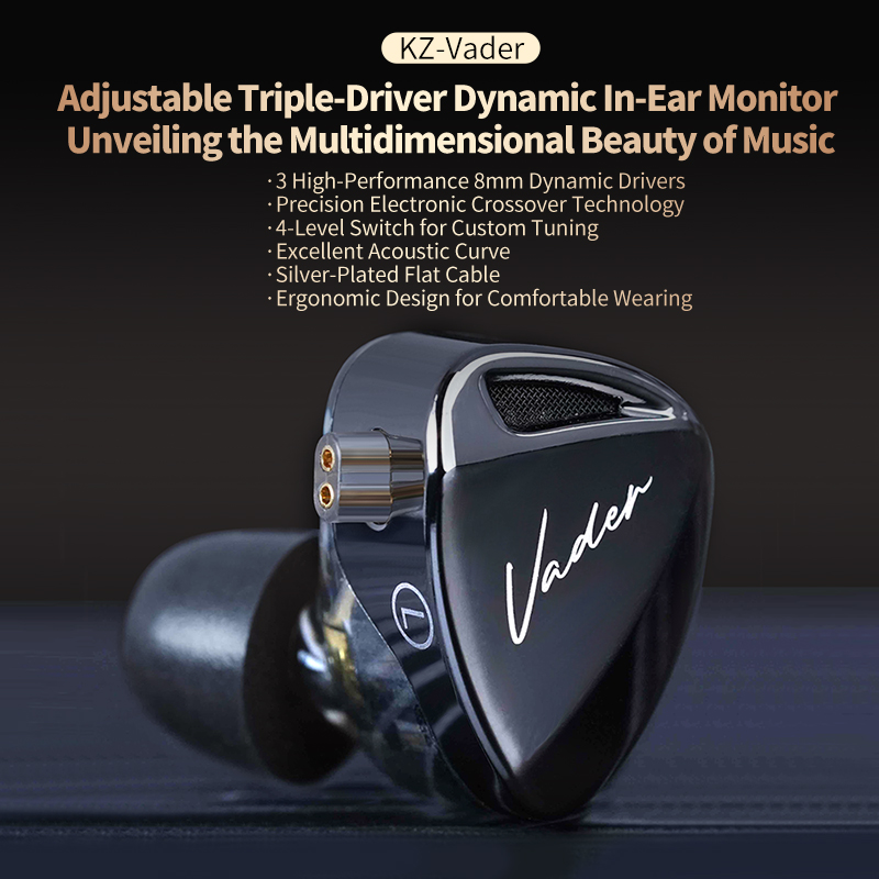 KZ Vader Triple-Driver Dynamic In Ear Monitor Earphones HIFI Sport Earbud Noise Cancelling Headset KZ ZAX ZSX AS10 ASF AS16 AS06