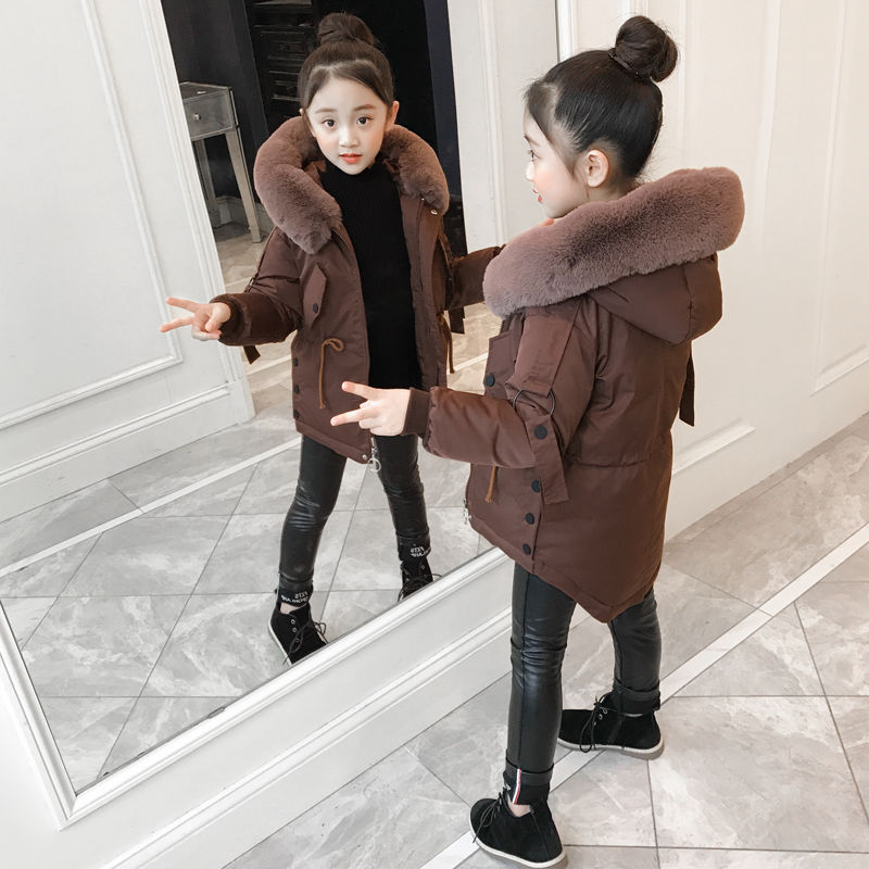 Winter Meisjes Gewatteerde Kleding Mode Meisje Heldere Gezicht Down Gewatteerde Jas 6 Kinderen 7 Winter Jassen 11 jaar Oud: COFFEE / 8