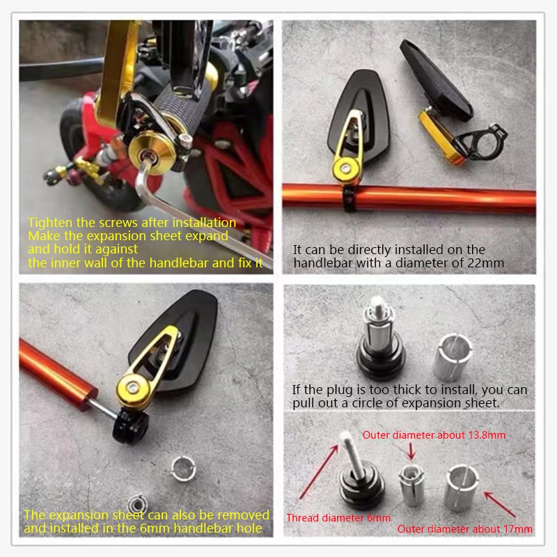 EAFC Universal- Motorrad 22mm Bar Ende Seite Rückspiegel 2 Stücke Aluminium 7/8 "Motorrad Fahrrad Lenker Rückspiegel