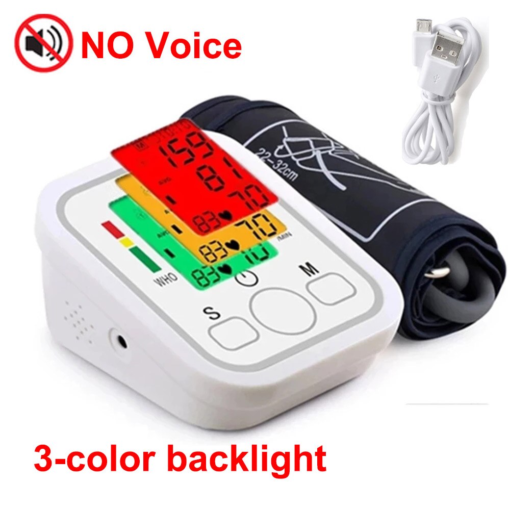 Automatische Digitale Arm Blutdruck Monitor BP Blutdruckmessgerät Manometer Meter Tonometer Für Sauerei Arterielle Druck: 3-Farbe Hintergrundbeleuchtung