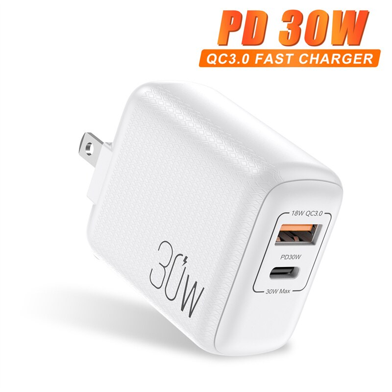 Pikalataus 3.0 qc pd 30w laturi  pd3.0 qc3.0 usb tyypin c pikalaturi iphone 12 pro max xiaomi samsung puhelimen pd laturi: Valkoiset meidät