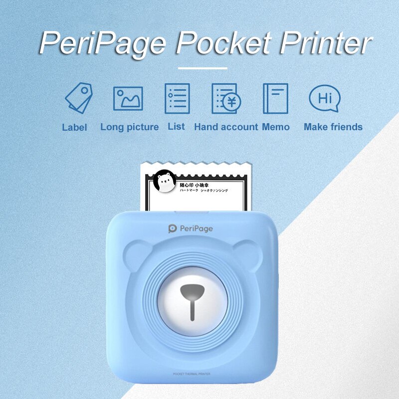 Peripage A6 Photo imprimante d'étiquettes thermiques Mini poche Portable autocollant imprimante impression sans encre pour téléphone Portable android iOS Windows