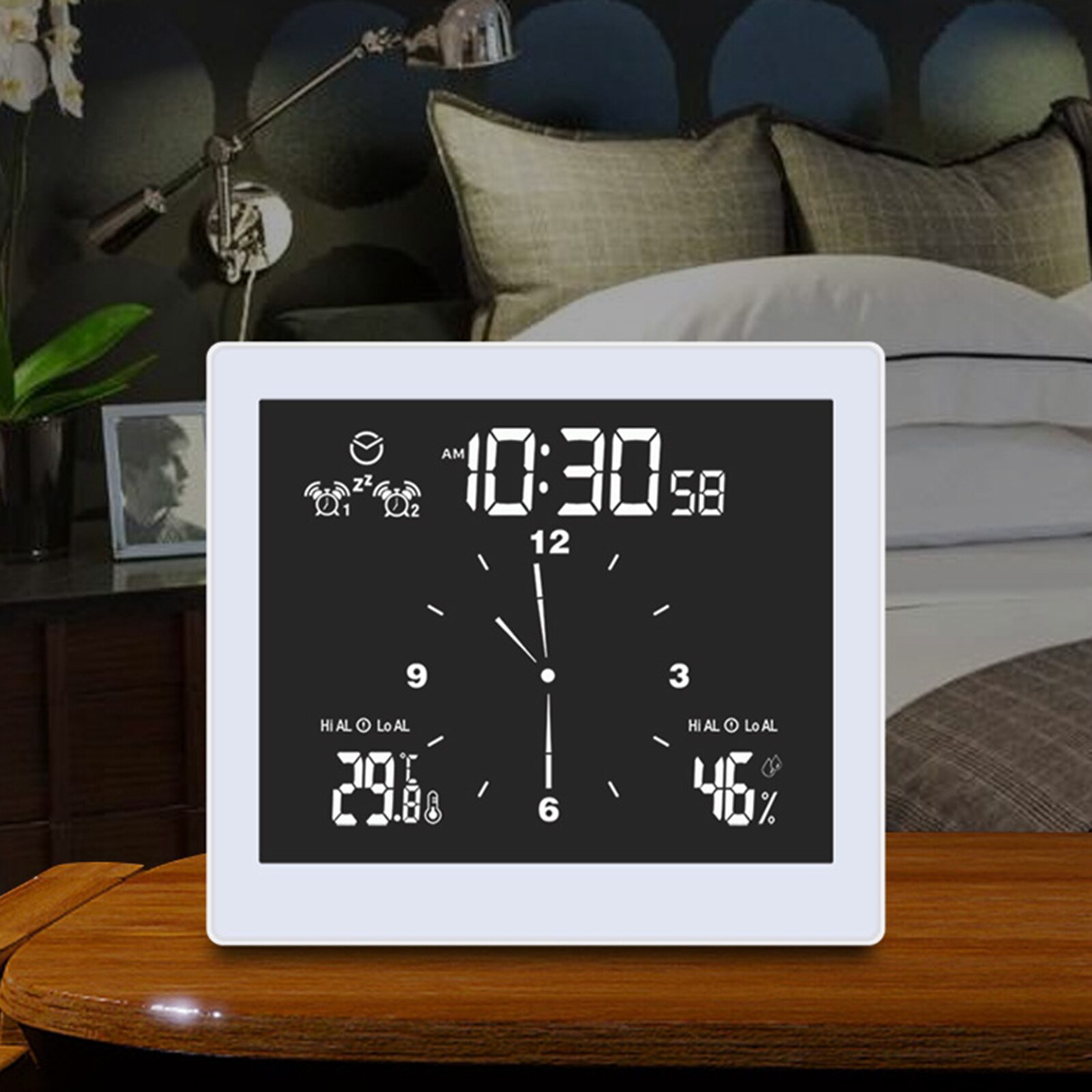 Horloge de douche numérique étanche humidité température salle de bain minuterie: White