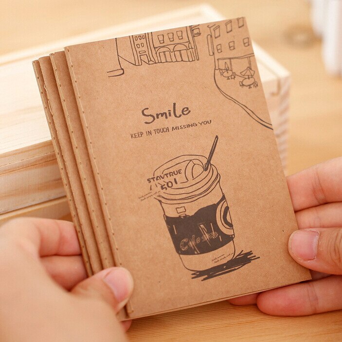 Mini Small Good Time Kraft Paper Notebook Notepad Office Stationery School Supply Pocket diary violin Shoes piano Milk Tea