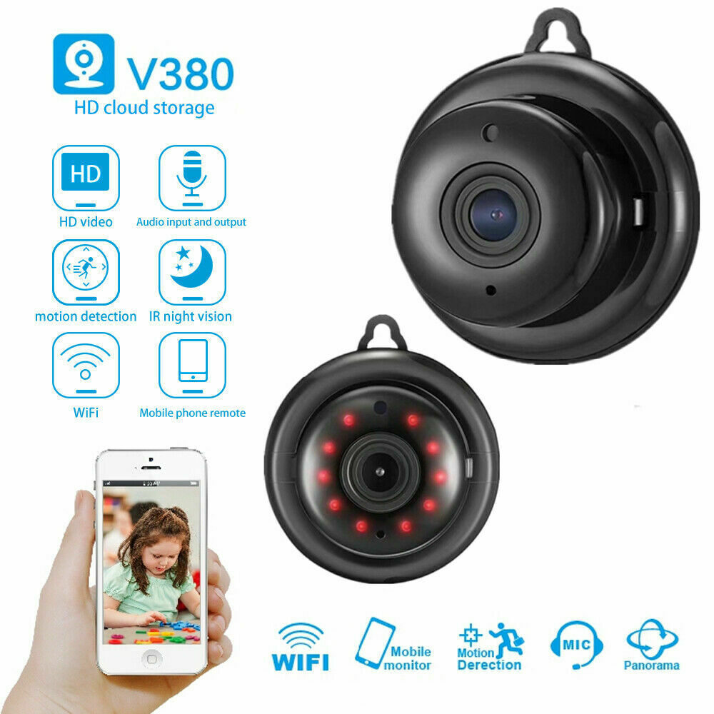 Hd 720p v380 trådløs wifi ip app kamera skjul webcam hjem sikkerhed nattesyn bevægelsesdetektering lille cctv infrarød