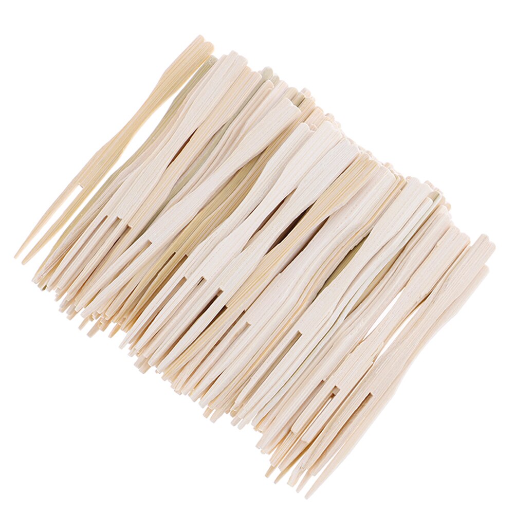 200Pcs Mini One-Off Fruit Dessert Cake Vorken Steekt Bamboe Spiesjes Milieuvriendelijke Mini Fruit Vorken Voor Party Picknick bbq