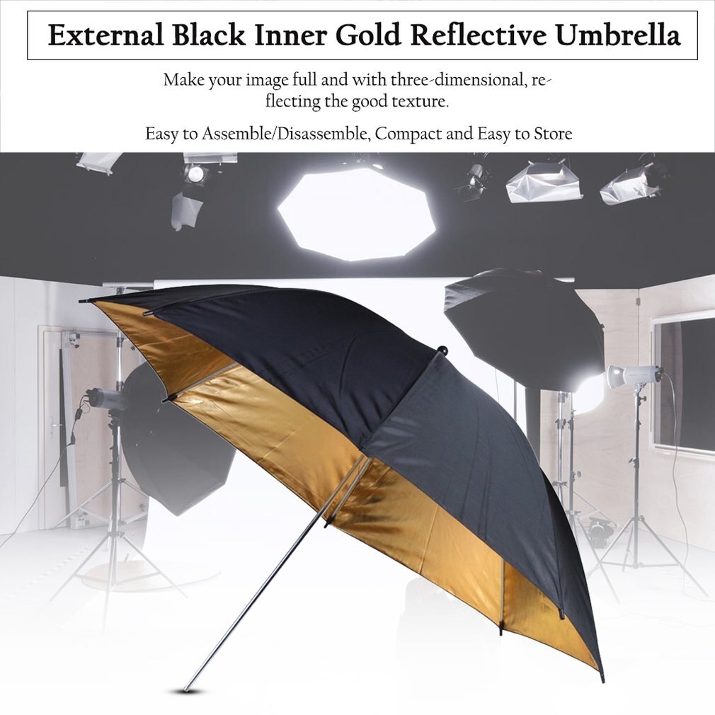 Translucent Umbrella with Reflective Black & Silver & Golden Cover Photography Umbrella Reflector Light Diffuser and Modifier