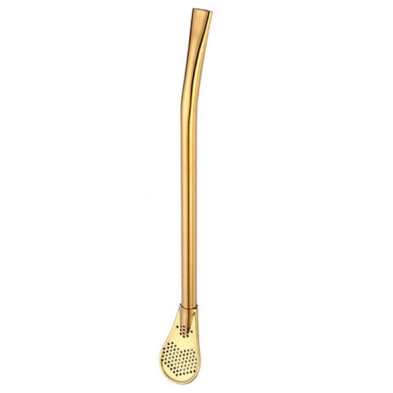 1pc 15cm långa rund form rostfritt stål mjölk kaffeskedar dessert glass godis frukt sked tesked tillbehör: Guld-