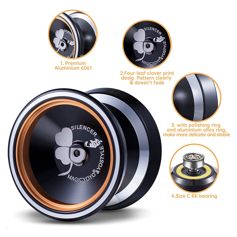MAGICYOYO Unresponsive Yoyo M001 Responsive Yoyo K1,Butterfly Metal Yoyo Ball with 10 Yoyo Strings+Yoyo Glove+Bag