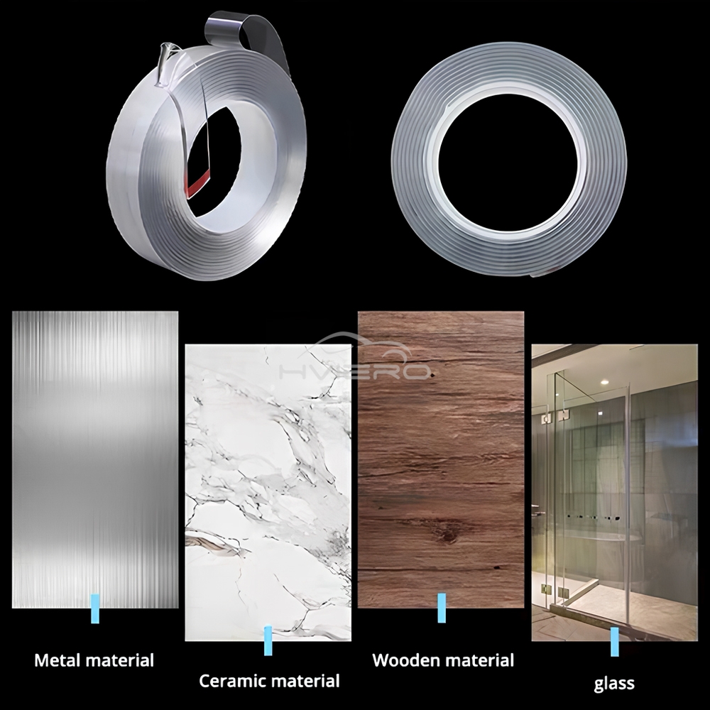 1m/3m/5m nano-tejp spårlös dubbelsidig transparent återanvändbar vattentät resistent värmehäftande rengöringsbar 10mm bredder bilverktyg