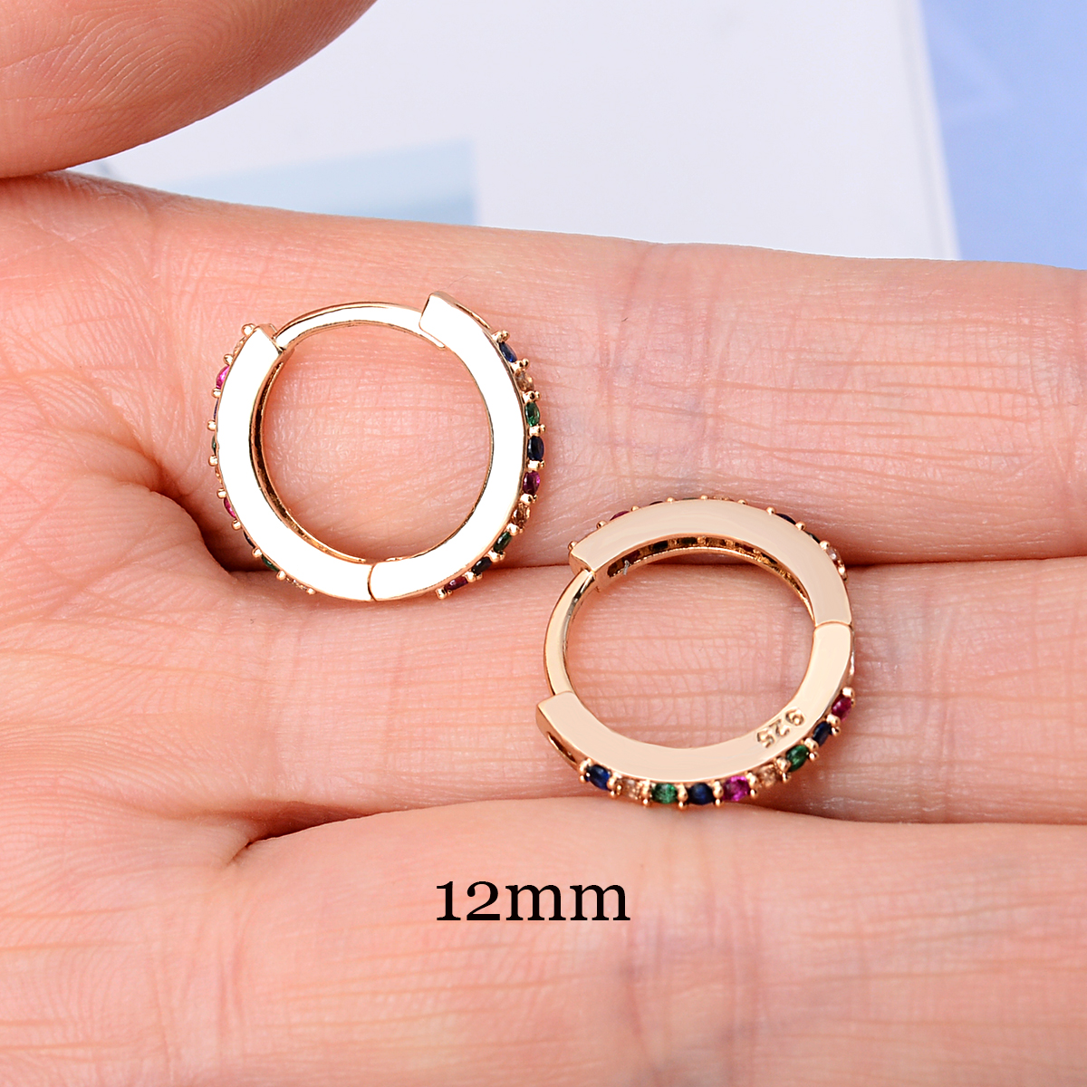 Piercing Studs Women Small Hoop Earring Huggies Ear Circle Rings Cartilage Earlobe Tragus Man Girls Tiny Hoops: Gold rainbow 12mm