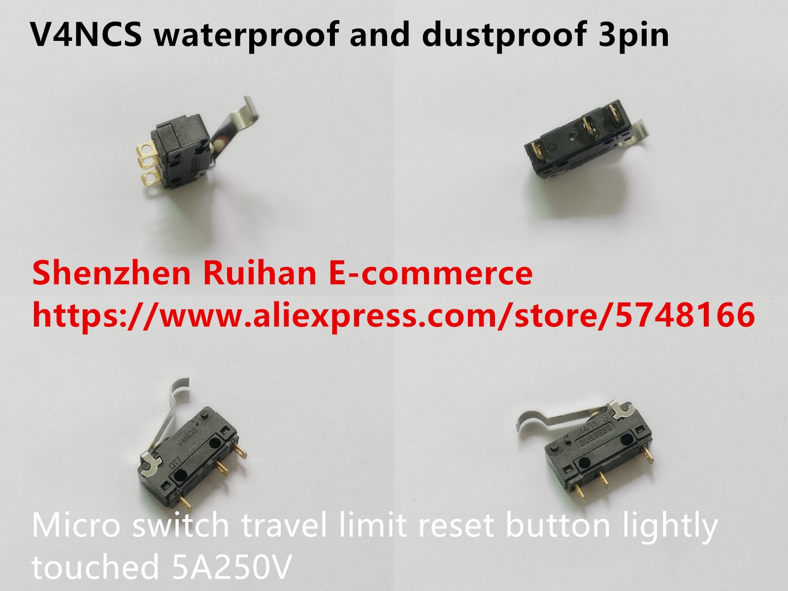 100% V4NCS Waterdicht En Stofdicht 3pin Micro Switch Reizen Limiet Reset Knop Lichtjes Aangeraakt 5A250V