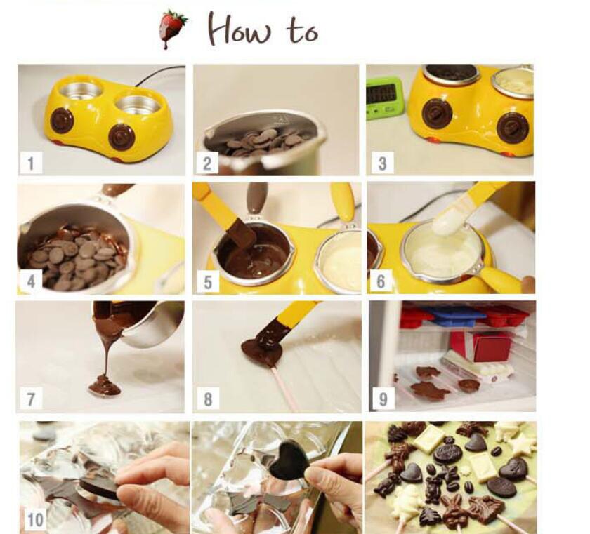 Holdbar chokoladesmeltepotte elektrisk fondue smeltemaskine sæt diy værktøj eu stik rustfrit stål & plast diy køkkenværktøj