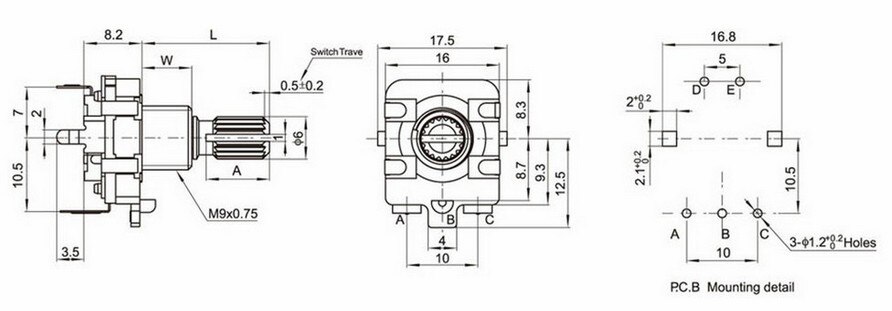 . Rotary encoder EC16 15mm ronde as digitale potentiometer schakelaar