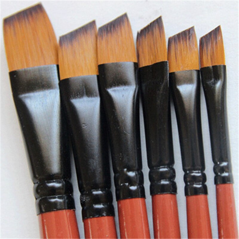 Modelo de arte para pintar, pelo de nailon acrílico, óleo, acuarela, dibujo, suministros de arte, conjunto de pinceles para artistas, 6 uds.