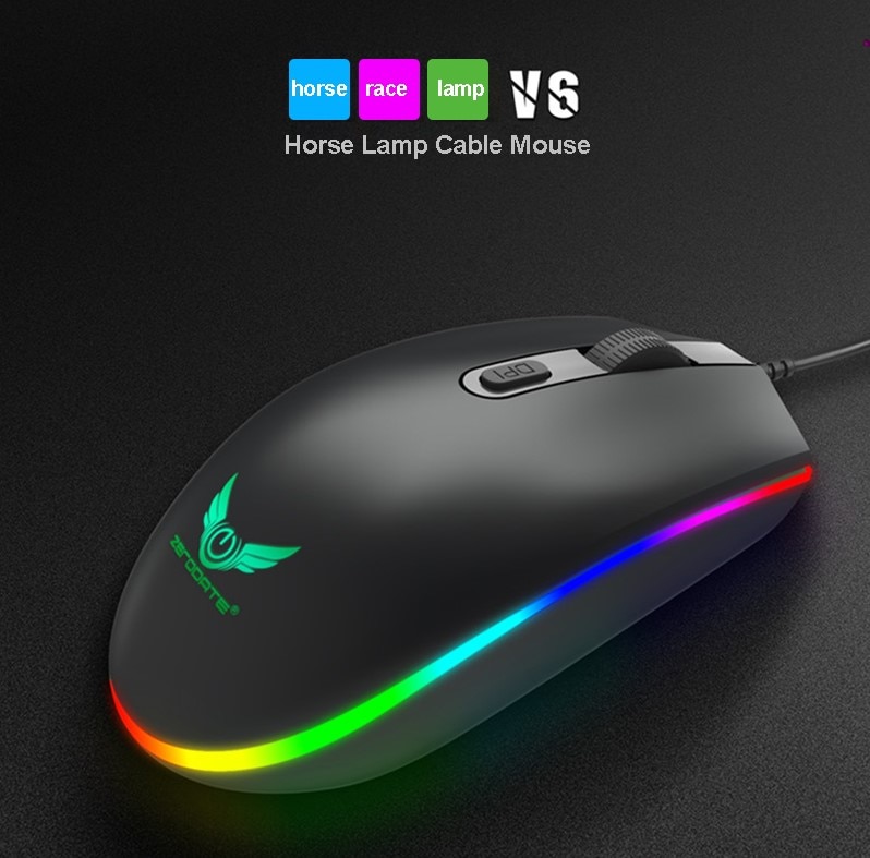 ZERODATE V6 USB Wired Mouse LED Colorful Breathing 1600DPI Optical Computer Mini Mouse For PC Laptop Office Mice Silence