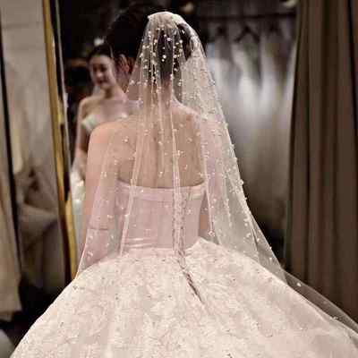 Long 2m 3m 4m mariée mariage voiles Tulle étoilé perles luxe voiles pour mariées voile mariage Velo de novia perles Long