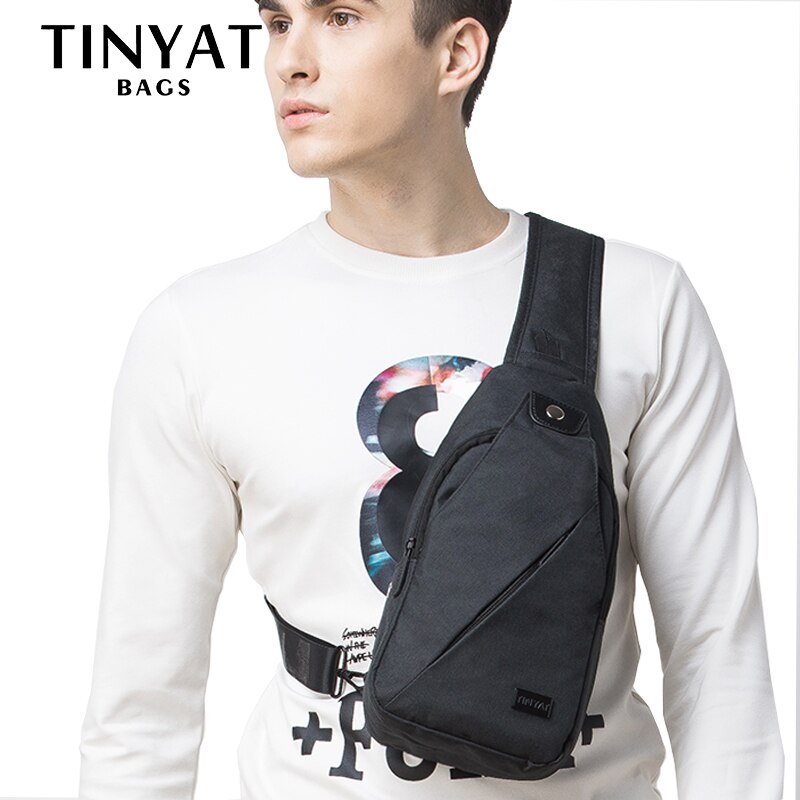 Tinyat Sling Bag Voor 7.9 Pad Zwart Casual Functionele Mannen Borst Zak Dubbele Hoofdtelefoon Jack Mannen Schoudertassen Crossbody tas