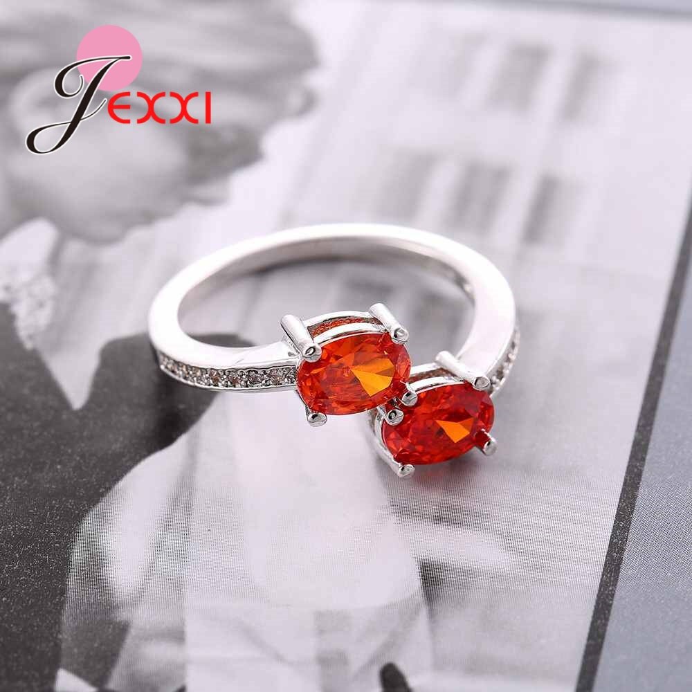 NUOVO Gioelleria Raffinata E Alla Moda Due Pietra Arancione di Cristallo 925 Anelli in Argento Sterling Per La Ragazza Amico Regali Di Compleanno