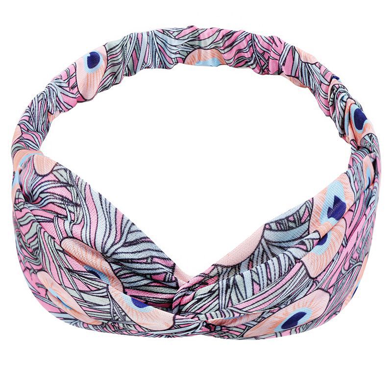 Haarbänder mit pfauenmuster, elastische haarbänder mit kreuzknoten, schnelltrocknend, sport-schweißband, weiches wildleder-bandana, haaraccessoires: Q3