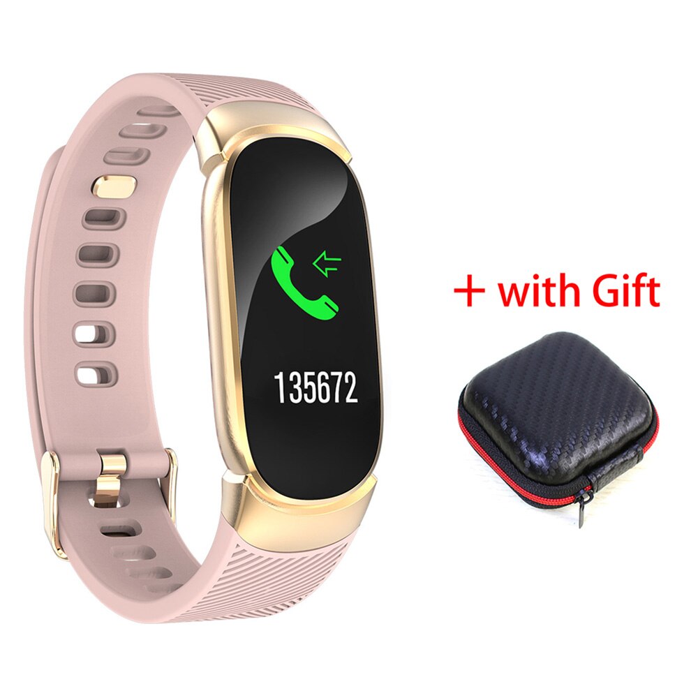 Qw16 vandtæt smart armbånd smart band  ip67 hjertefrekvens fitness tracker blodtryk smart ur: Guldæske
