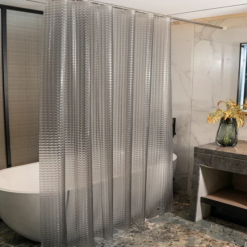 PEVA Clear Cobblestone Shower Curtain with 12 Hooks Water Splash Resistant Mildew Proof Bathtub Partition Bath Supplies: 180*180cm / Chocolate
