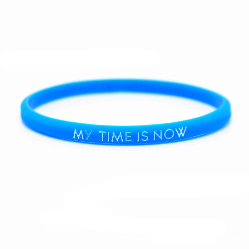 Mijn Tijd Is Nu Siliconen Armband Inspirerende Outdoor Sport Polsband Armband Voor Vrouwen Mannen: blue