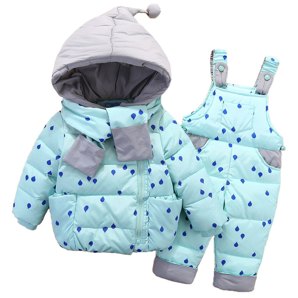 Winter Kinderen Eend Donsjack Voor Jongens Meisjes Kids Kleding Set Rompertjes + Jas Kleding Dikke Winter Kleding Voor 2-3-4 Jr: Light blue / 24M