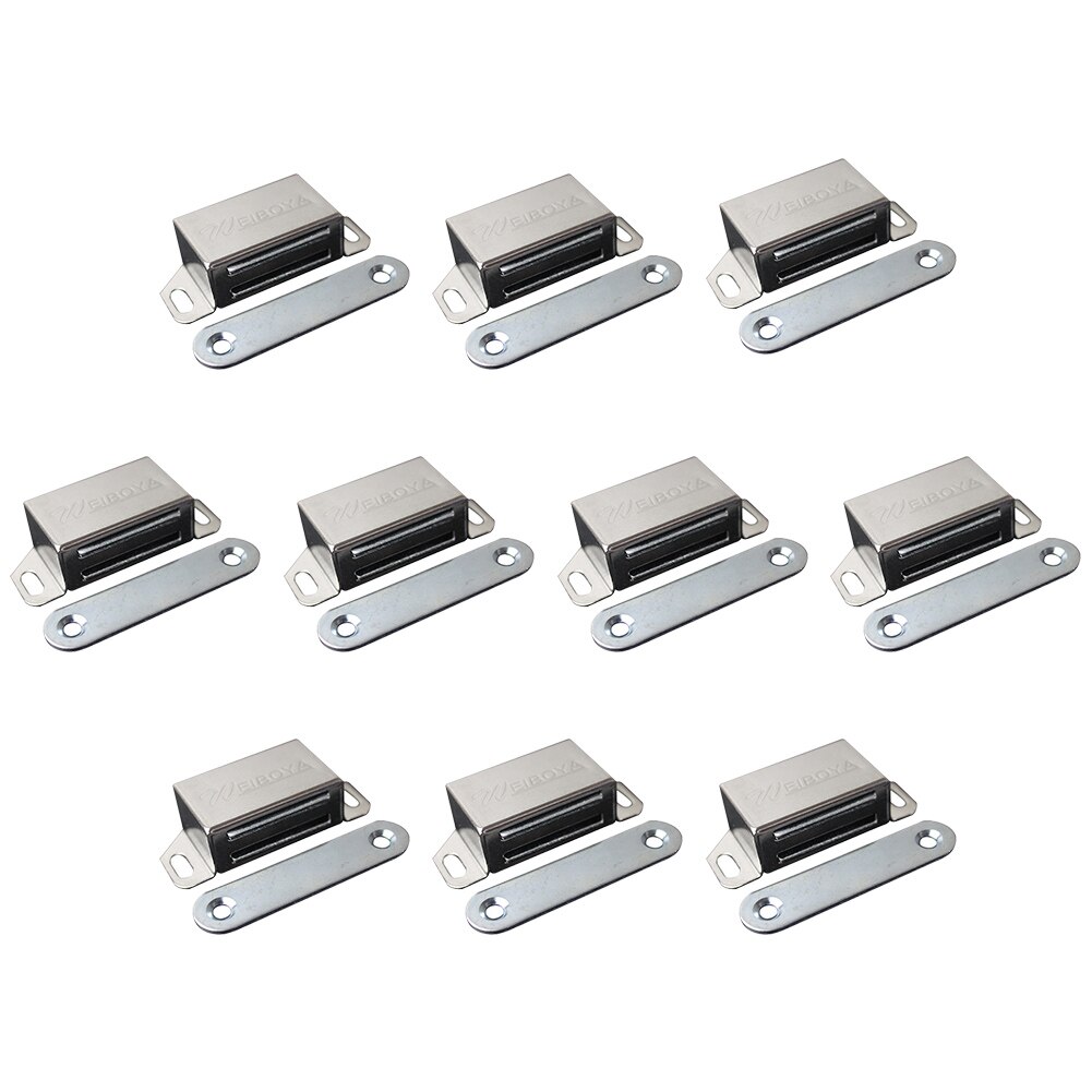 4pcs Cabinet Catch Latches With Screws Heavy Duty Pull Home Magnetic Kitchen Noise Reduce Stainless Steel Door Closure Hardware: 10 PCS