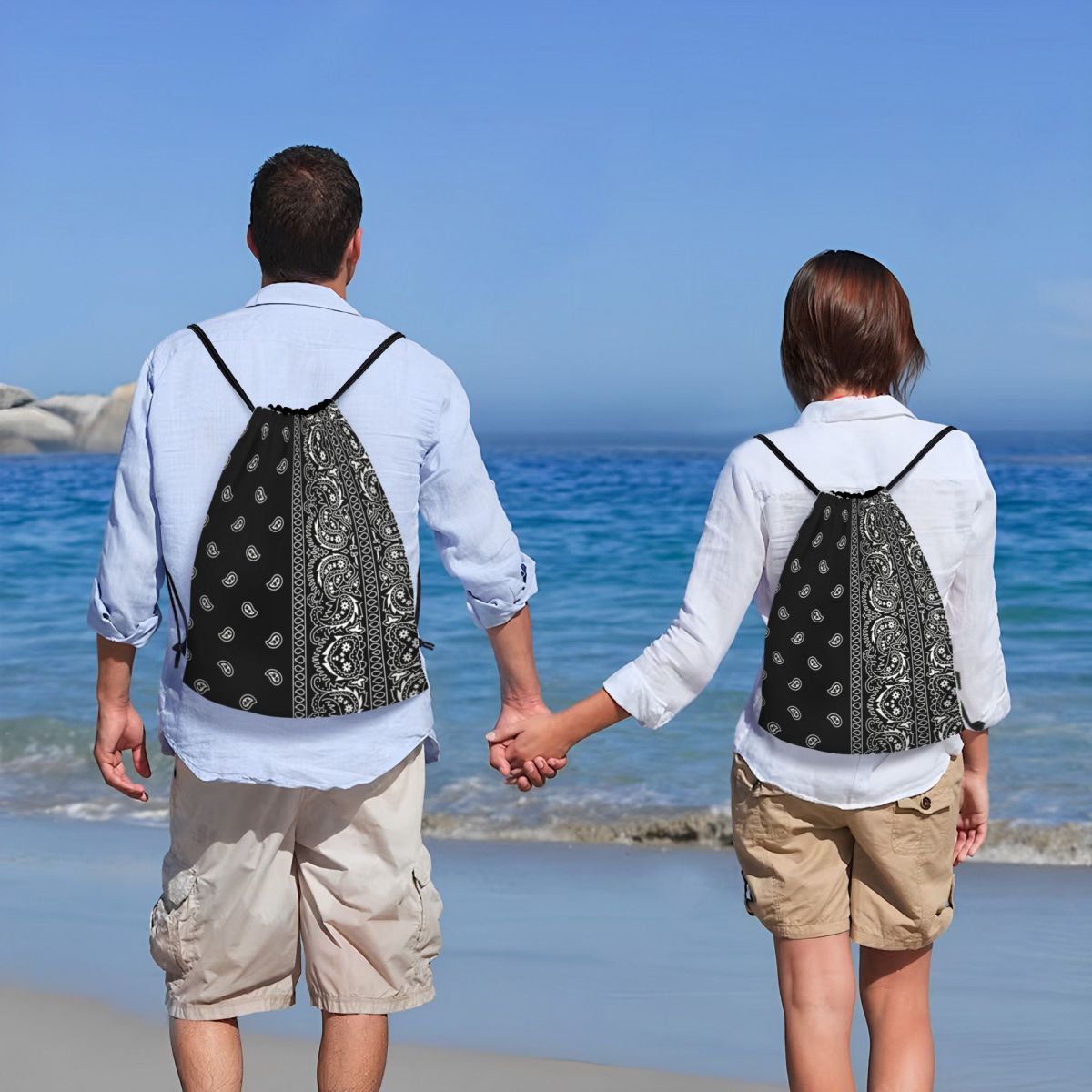 Custom Cool Paisley Bandana Style Drawstring Bags Women Men Lightweight Sports Gym Storage Backpack